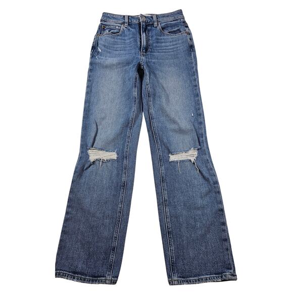 PAIGE Women's Sarah Straight High Rise Ankle Length in Everlong Destructed 23 - Picture 1 of 10